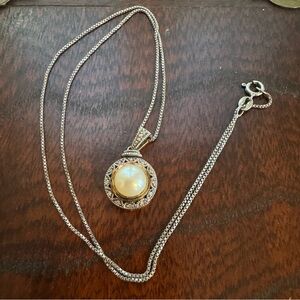 925 Sterling Pearl Pendant Necklace